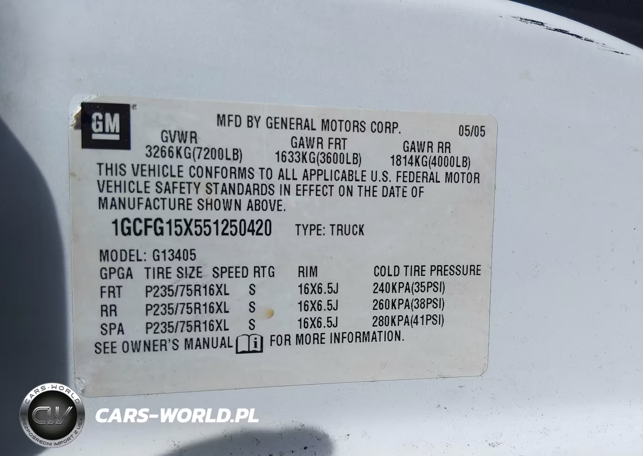2005 Chevrolet Express VIN:1GCFG15X551250420 - 9