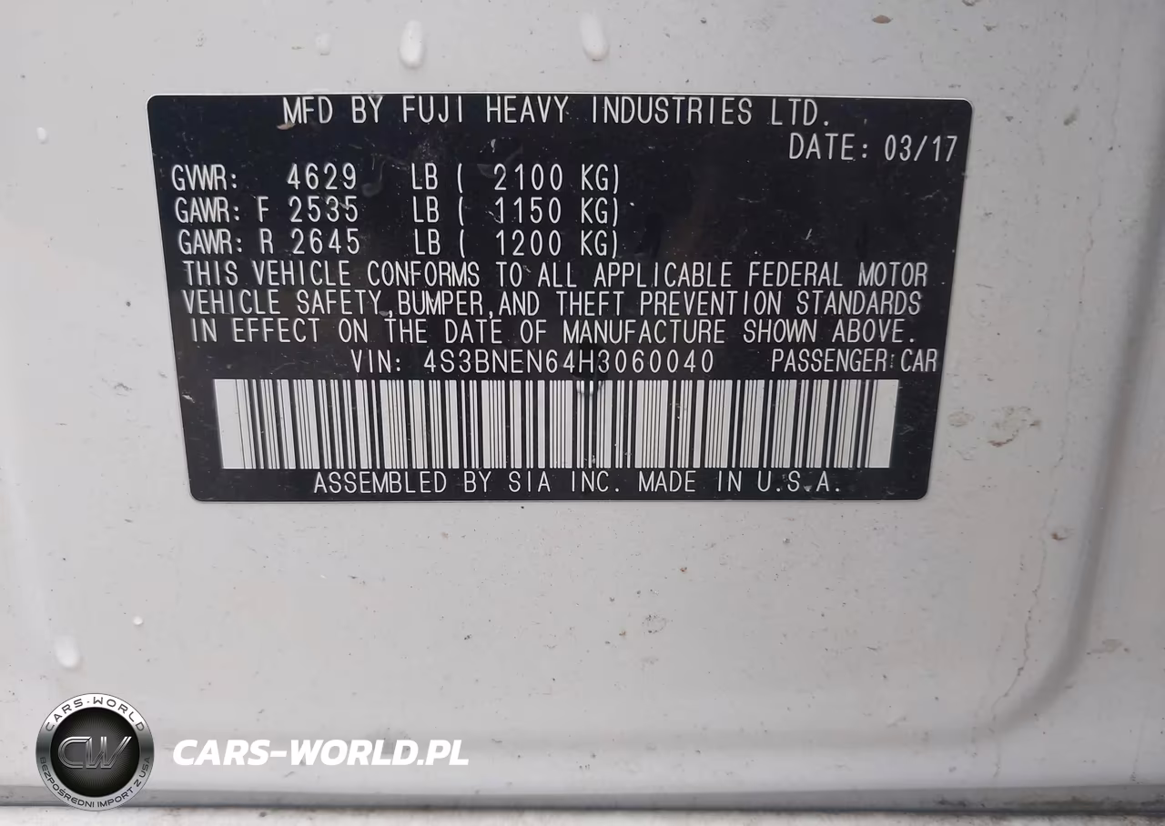 2017 Subaru Legacy 3.6R Limited VIN:4S3BNEN64H3060040 - 9
