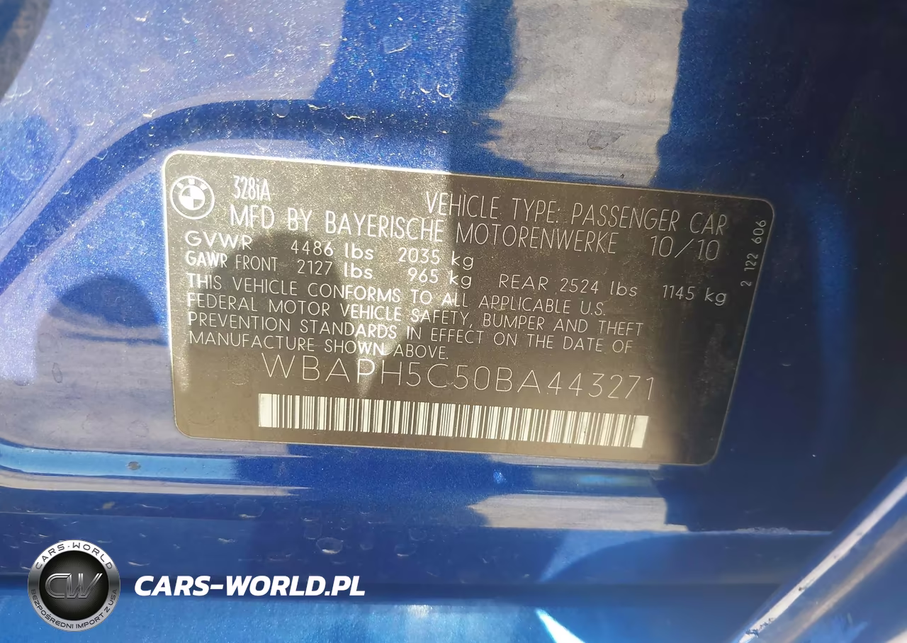 2011 BMW 328I VIN:WBAPH5C50BA443271 - 9
