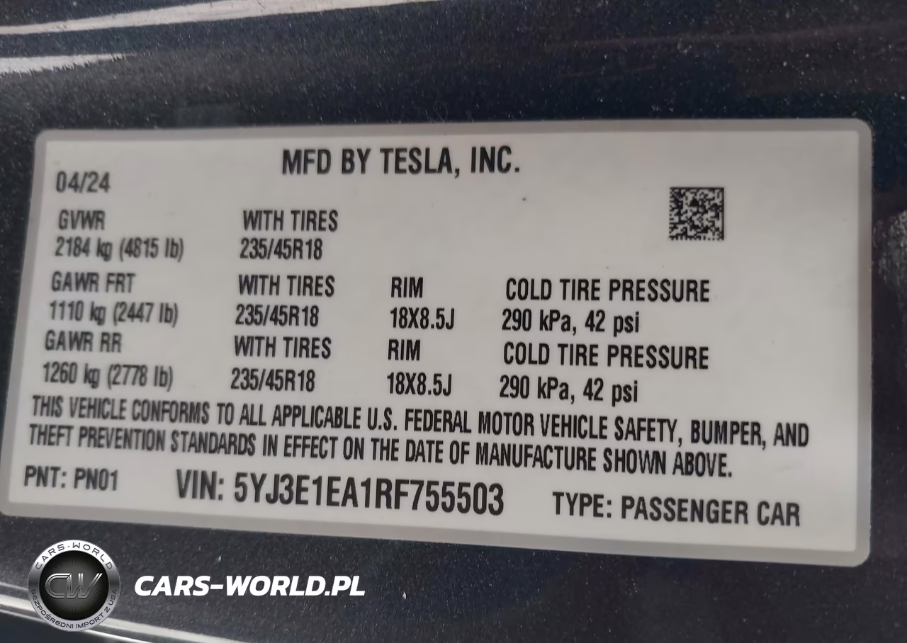 2024 Tesla Model 3 Long Range Dual Motor All-Wheel Drive-Rear-Wheel Drive VIN:5YJ3E1EA1RF755503 - 9
