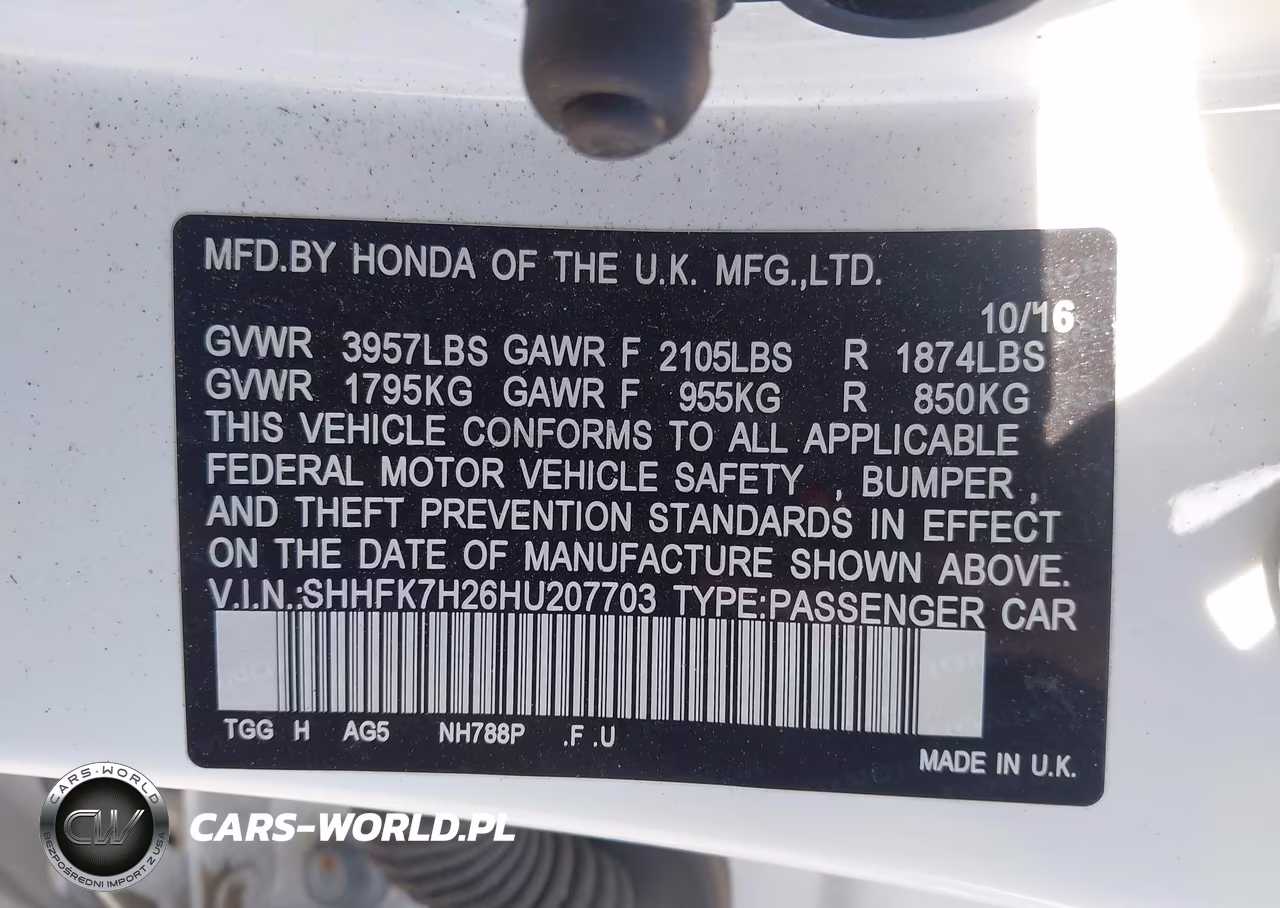 2017 Honda Civic Lx VIN:SHHFK7H26HU207703 - 9