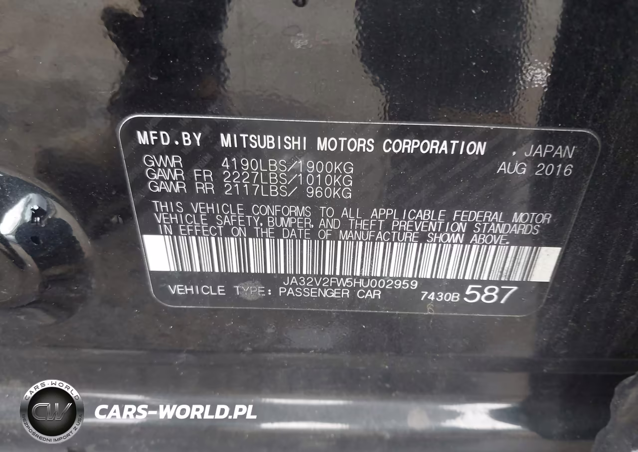 2017 Mitsubishi Lancer Sel VIN:JA32V2FW5HU002959 - 9
