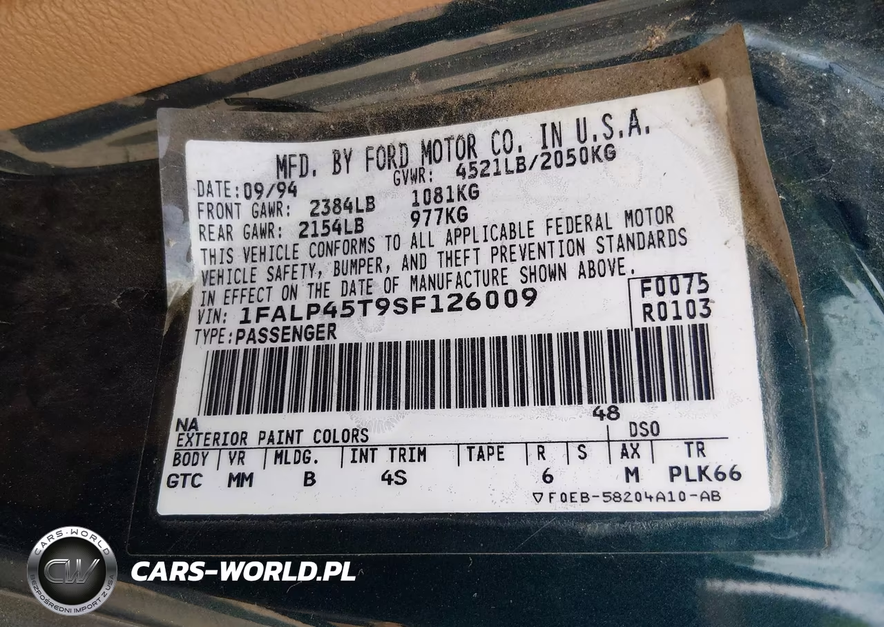 1995 Ford Mustang Gt-Gts VIN:1FALP45T9SF126009 - 9