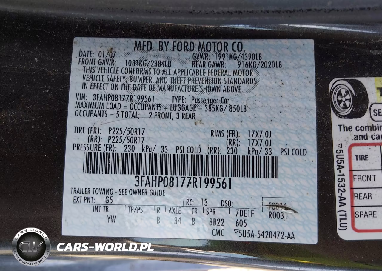 2007 Ford Fusion Sel VIN:3FAHP08177R199561 - 9