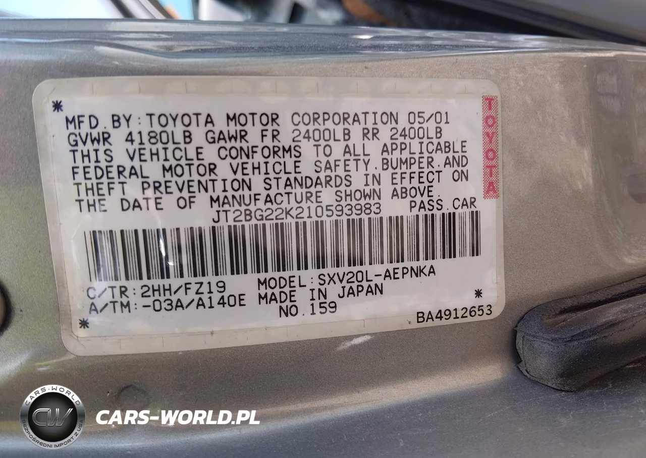 2001 Toyota Camry Le VIN:JT2BG22K210593983 - 9