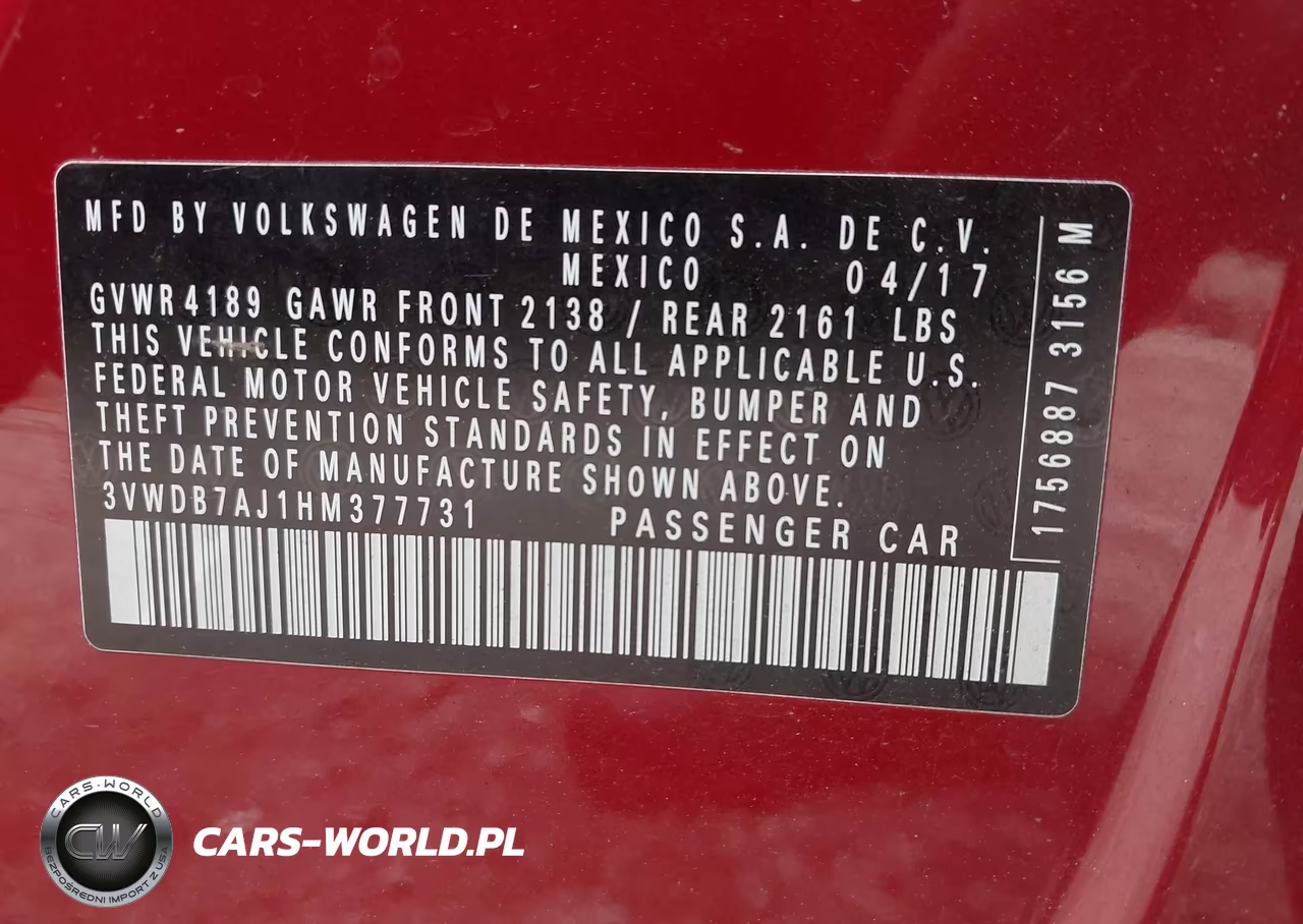 2017 Volkswagen Jetta 1.4T Se VIN:3VWDB7AJ1HM377731 - 9
