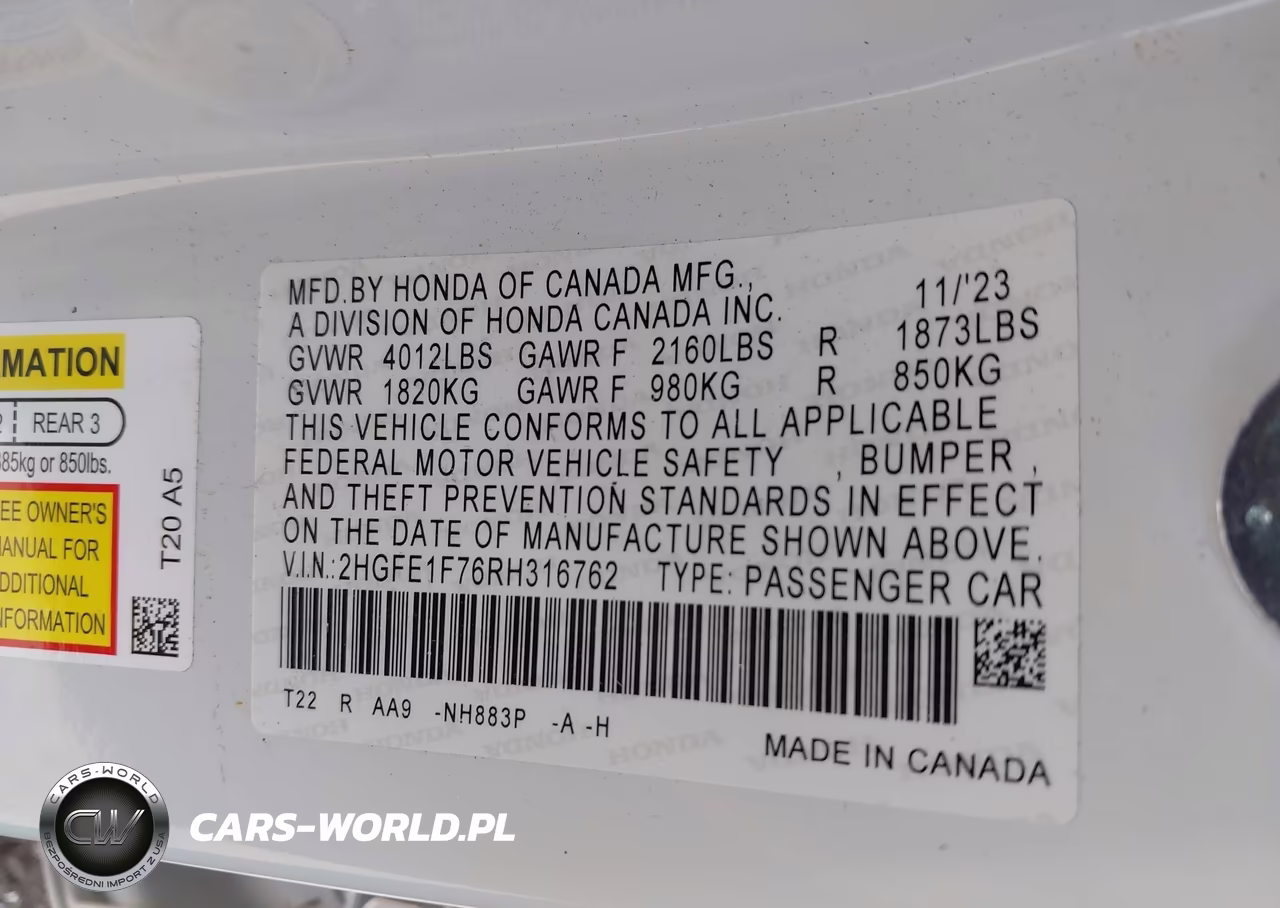 2024 Honda Civic Ex VIN:2HGFE1F76RH316762 - 9