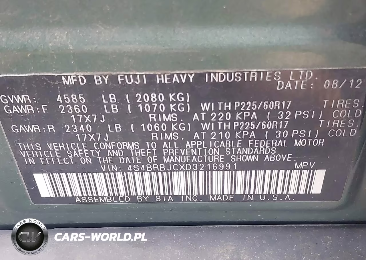 2013 Subaru Outback 2.5I Limited VIN:4S4BRBJCXD3216991 - 9
