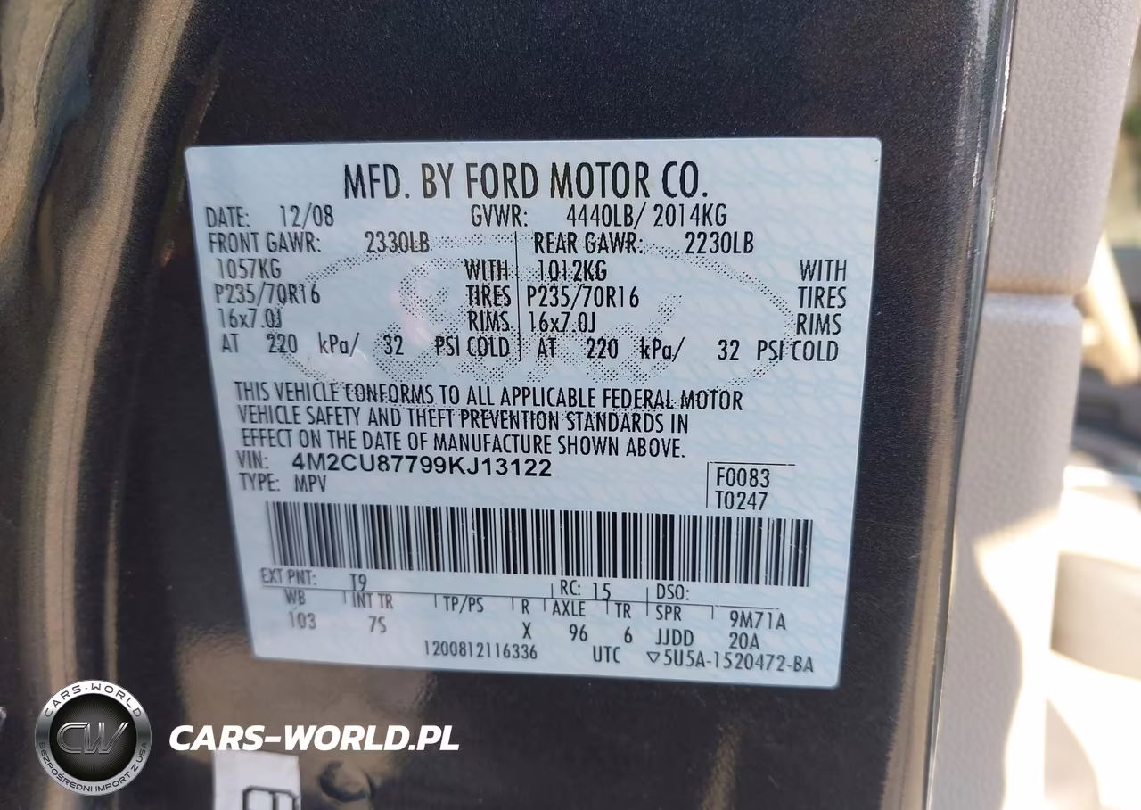 2009 Mercury Mariner Premier VIN:4M2CU87799KJ13122 - 9