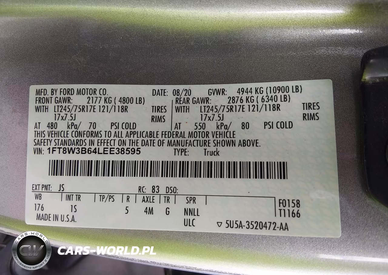 2020 Ford F-350 Xl VIN:1FT8W3B64LEE38595 - 9