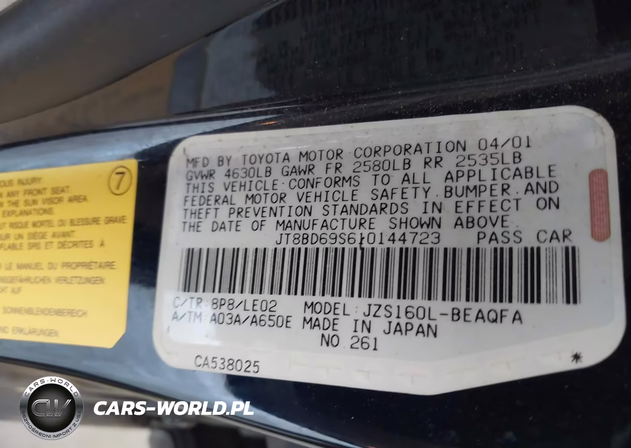 2001 Lexus Gs 300 VIN:JT8BD69S610144723 - 9