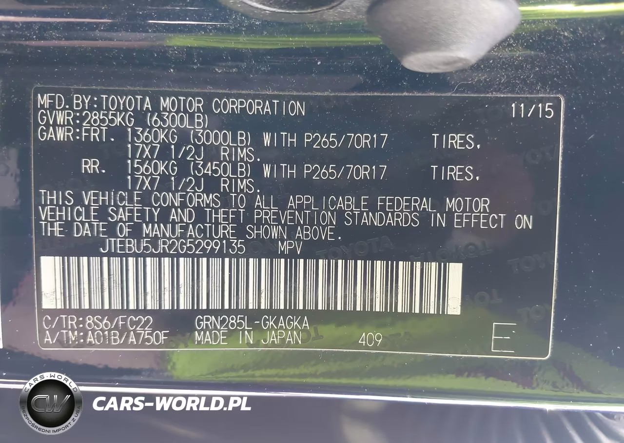 2016 Toyota 4Runner Trail VIN:JTEBU5JR2G5299135 - 9