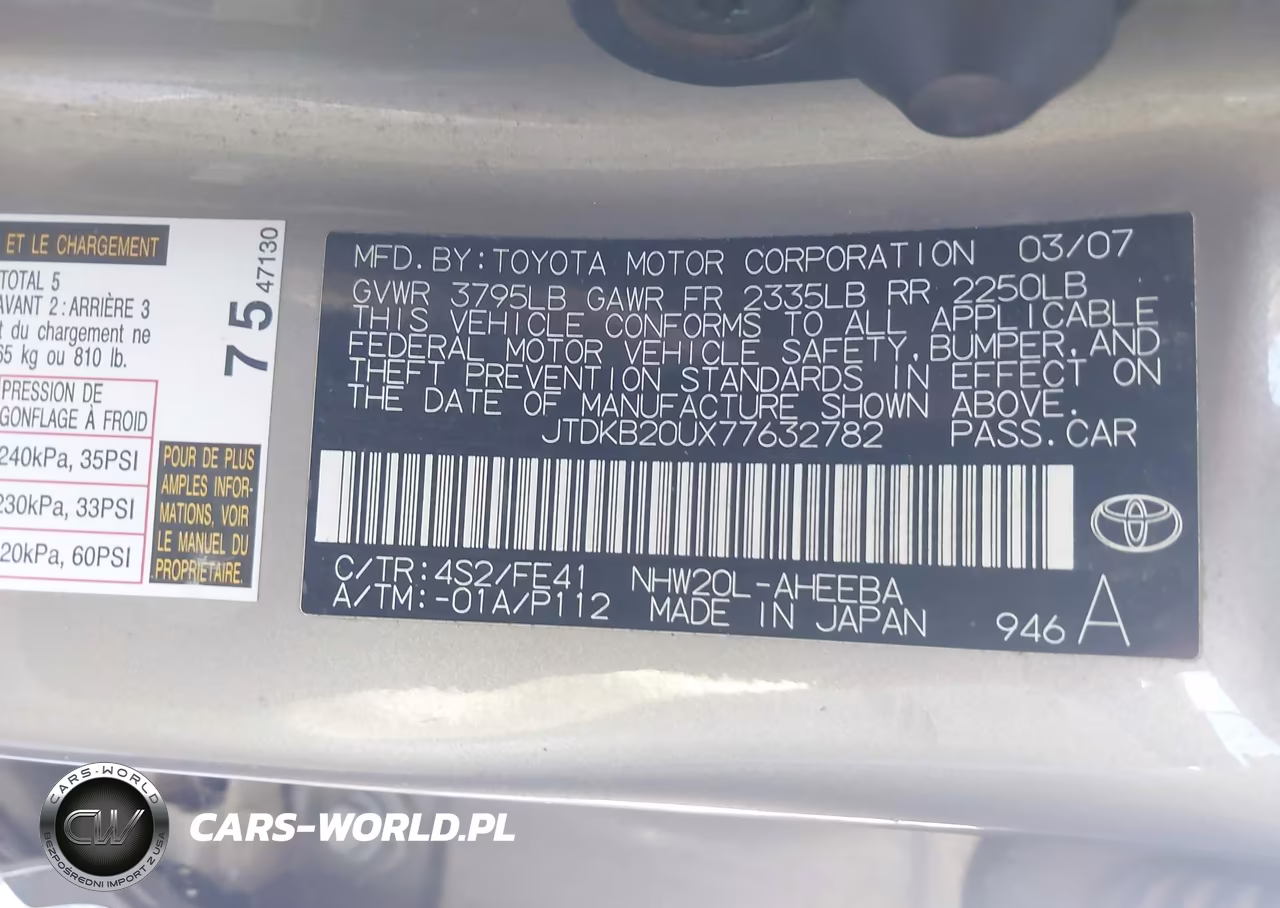 2007 Toyota Prius VIN:JTDKB20UX77632782 - 9