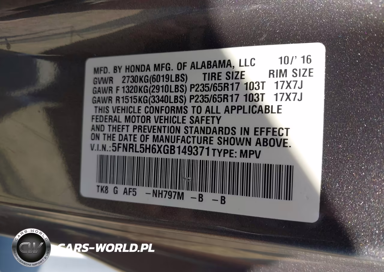 2016 Honda Odyssey Ex-L VIN:5FNRL5H6XGB149371 - 9