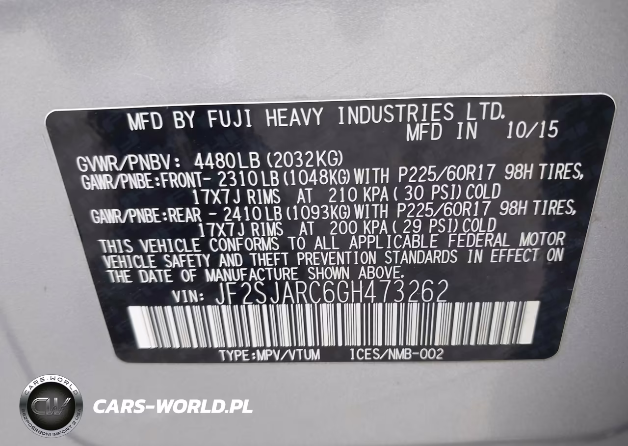 2016 Subaru Forester 2.5I Limited VIN:JF2SJARC6GH473262 - 9