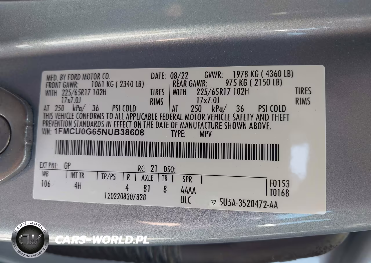 2022 Ford Escape Se VIN:1FMCU0G65NUB38608 - 9