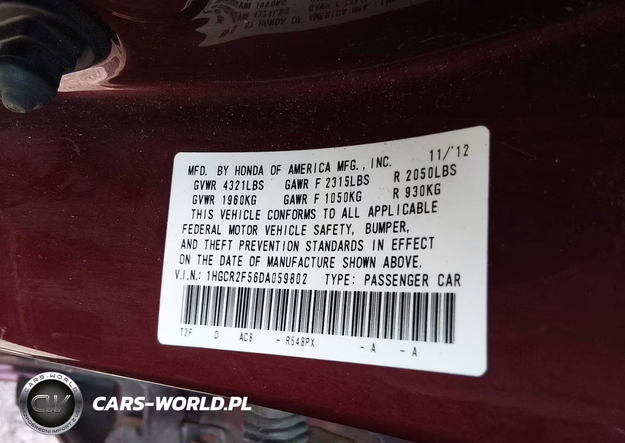 2013 Honda Accord Sport VIN:1HGCR2F56DA059802 - 9