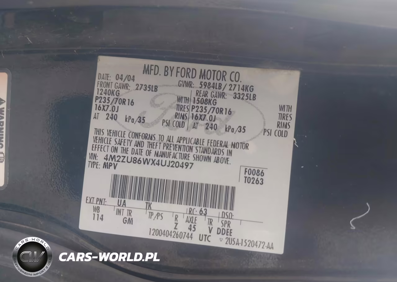2004 Mercury Mountaineer VIN:4M2ZU86WX4UJ20497 - 9