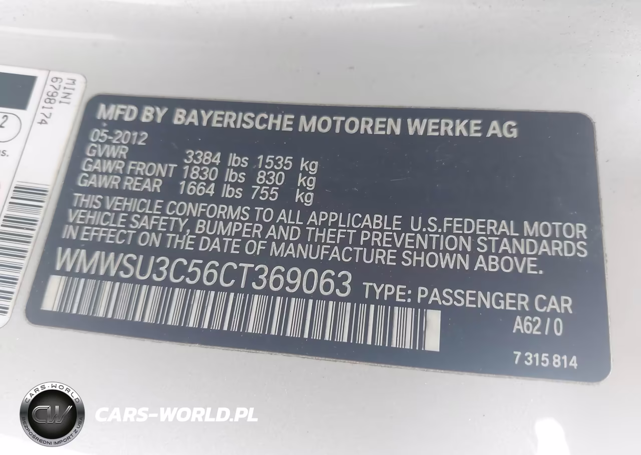 2012 Mini Cooper VIN:WMWSU3C56CT369063 - 9