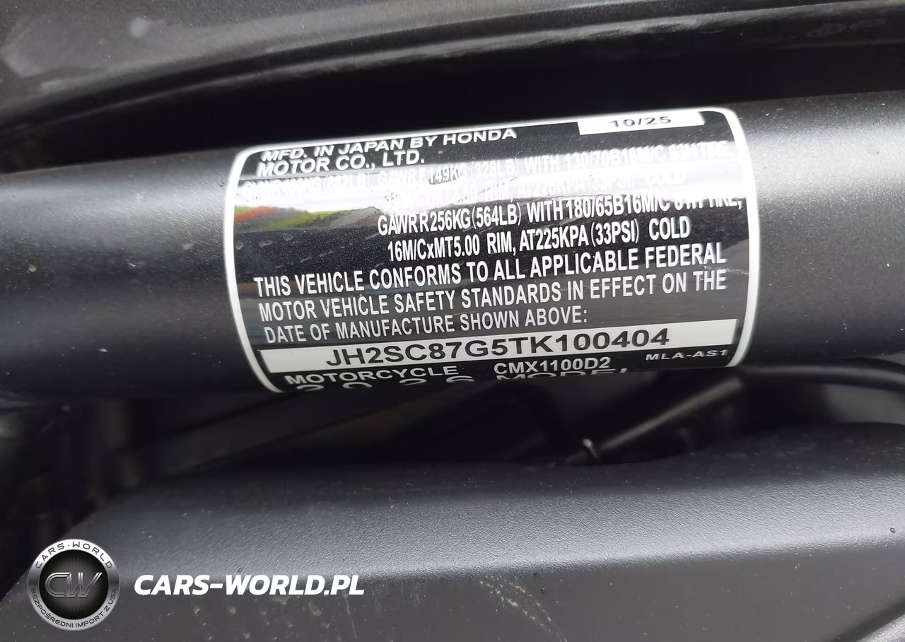 2026 Honda Cmx1100 D2 VIN:JH2SC87G5TK100404 - 10
