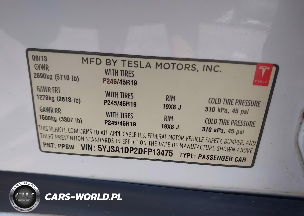 2013 Tesla Model S Performance VIN:5YJSA1DP2DFP13475 - 9