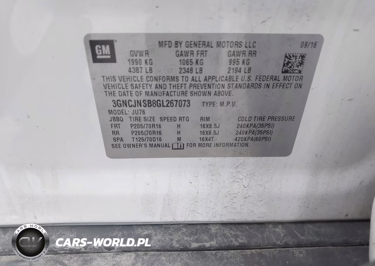 2016 Chevrolet Trax Ls VIN:3GNCJNSB8GL267073 - 9