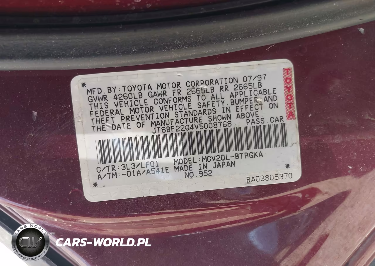 1997 Lexus Es 300 VIN:JT8BF22G4V5008768 - 9