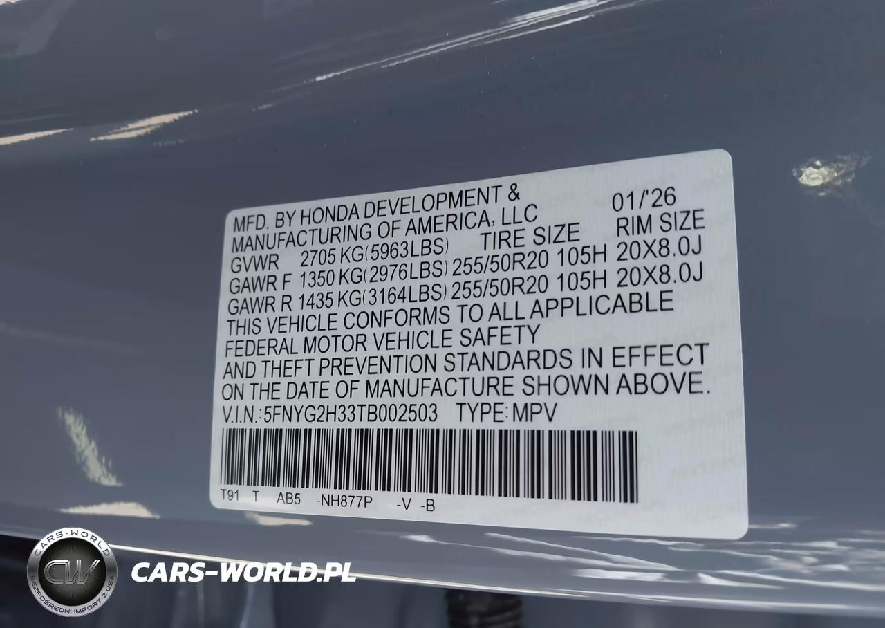 2026 Honda Pilot Sport VIN:5FNYG2H33TB002503 - 9