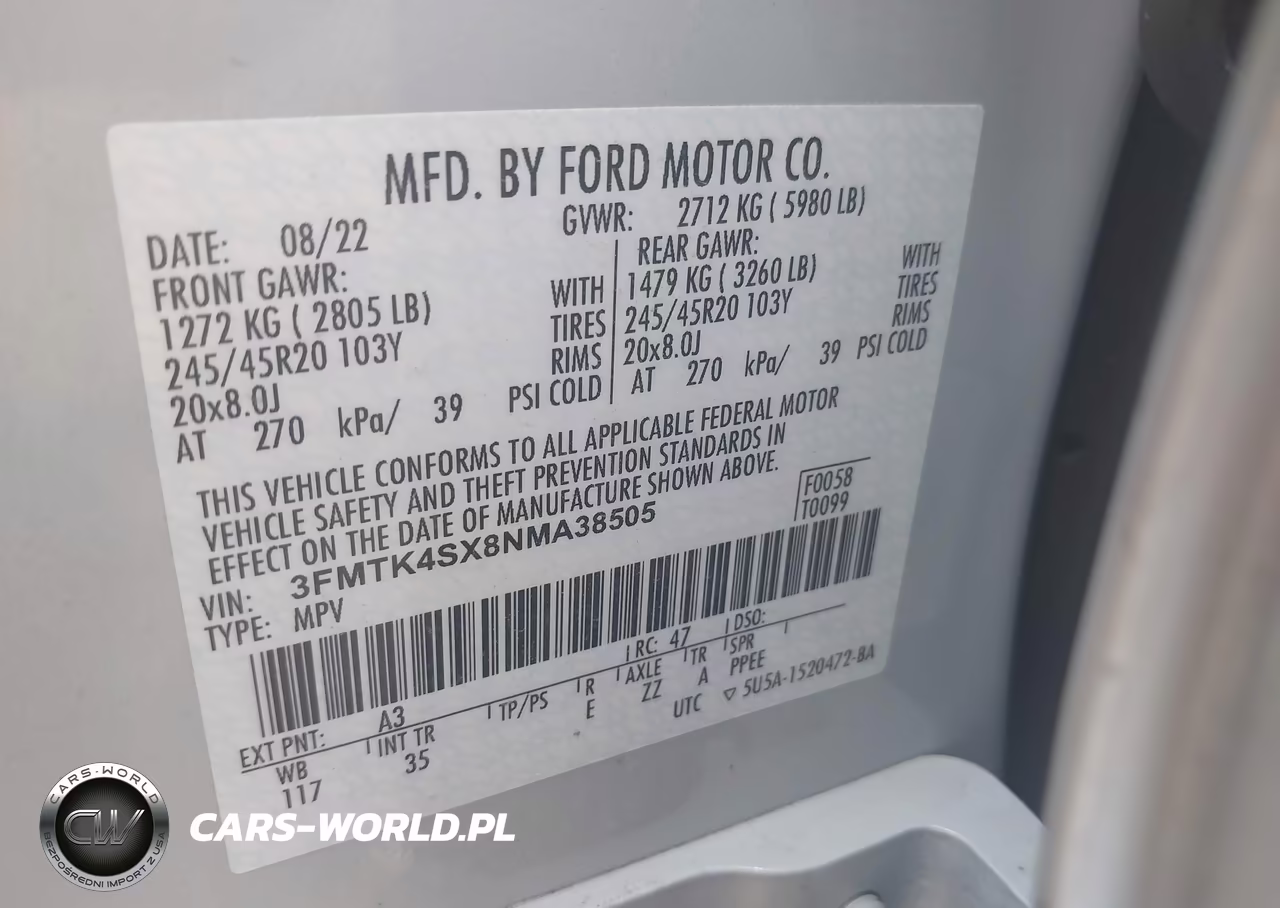 2022 Ford Mustang Mach-E Gt VIN:3FMTK4SX8NMA38505 - 9