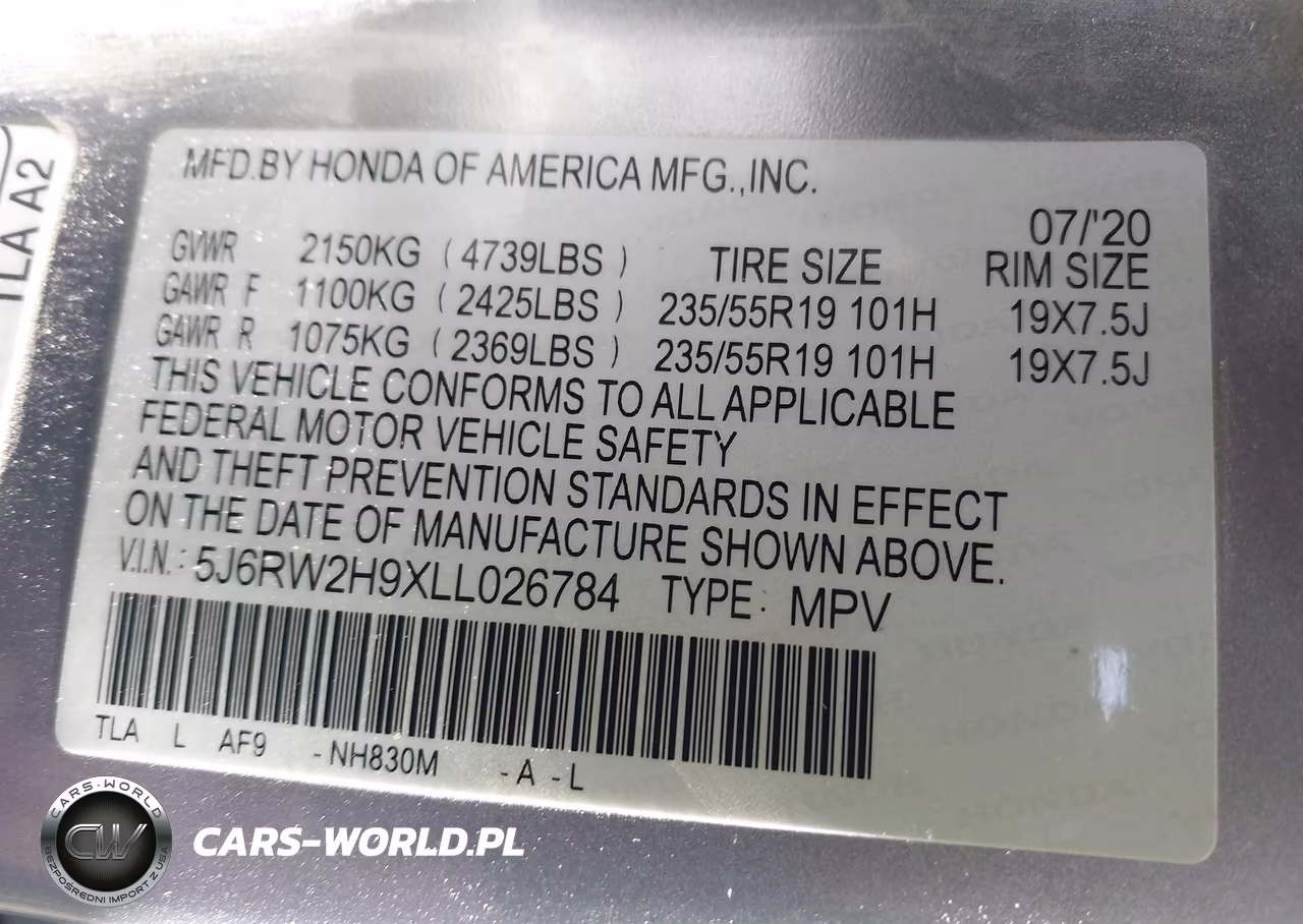 2020 Honda Cr-V Awd Touring VIN:5J6RW2H9XLL026784 - 9