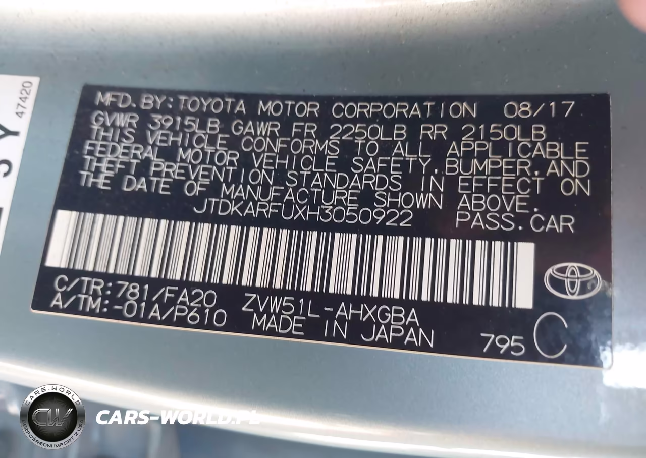 2017 Toyota Prius Three VIN:JTDKARFUXH3050922 - 9