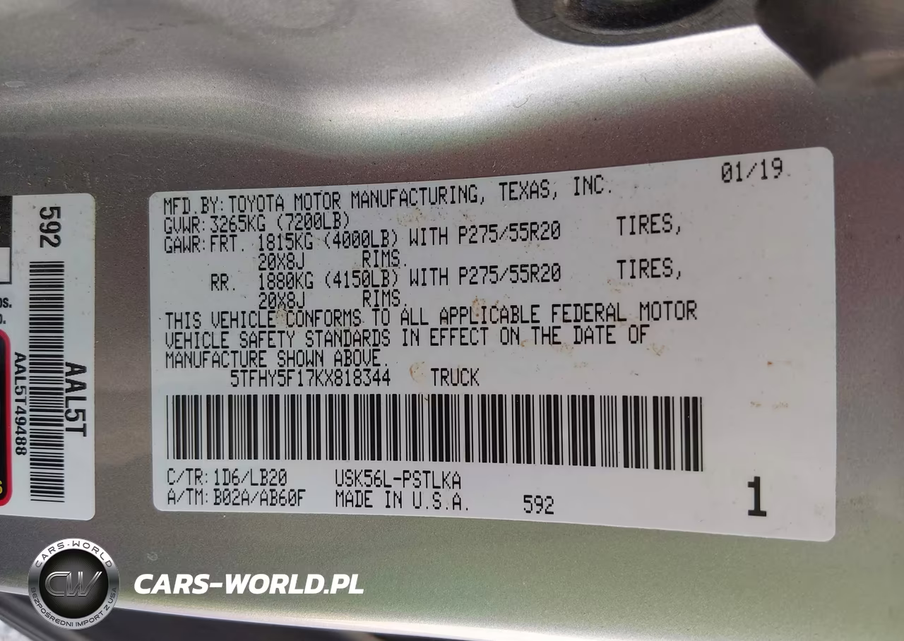 2019 Toyota Tundra Limited 5.7L V8 VIN:5TFHY5F17KX818344 - 9