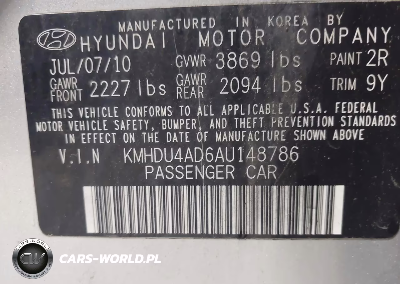 2010 Hyundai Elantra Gls VIN:KMHDU4AD6AU148786 - 9