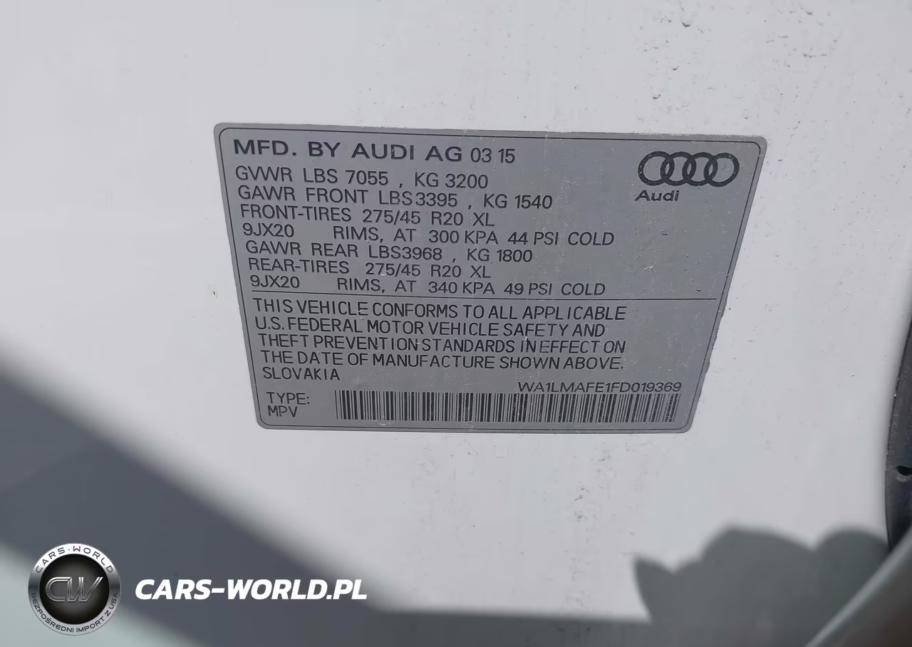 2015 Audi Q7 3.0 Tdi Premium VIN:WA1LMAFE1FD019369 - 9