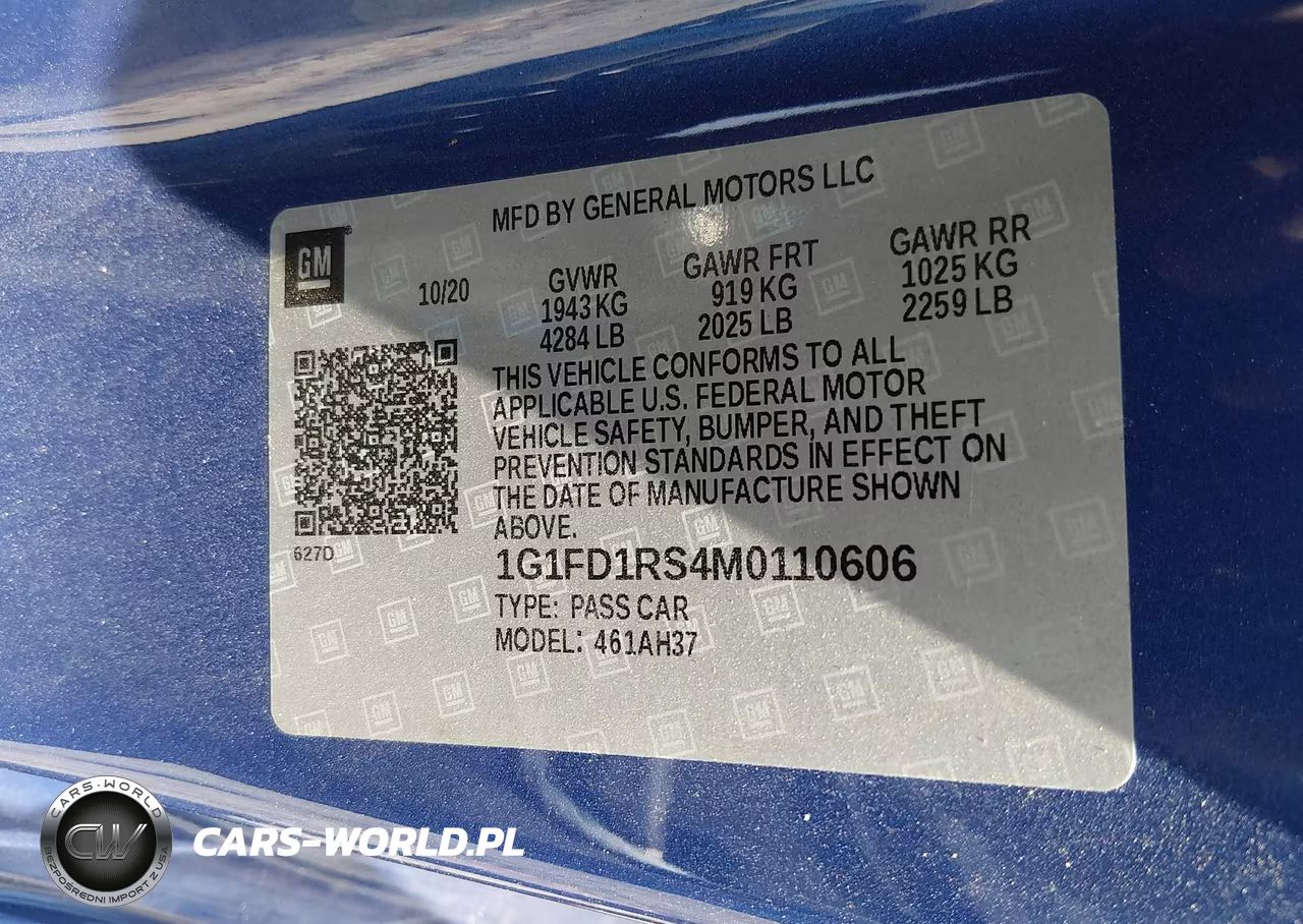 2021 Chevrolet Camaro Rwd 3Lt VIN:1G1FD1RS4M0110606 - 9