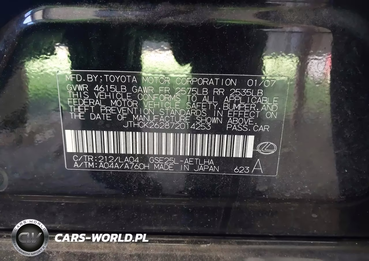 2007 Lexus Is 250 VIN:JTHCK262872014253 - 9