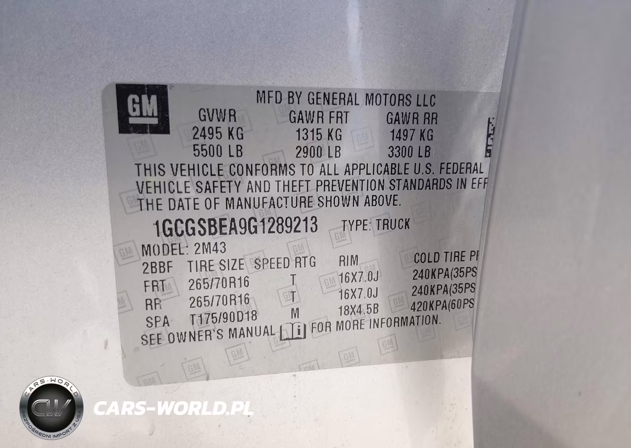 2016 Chevrolet Colorado 2Wd Wt VIN:1GCGSBEA9G1289213 - 9