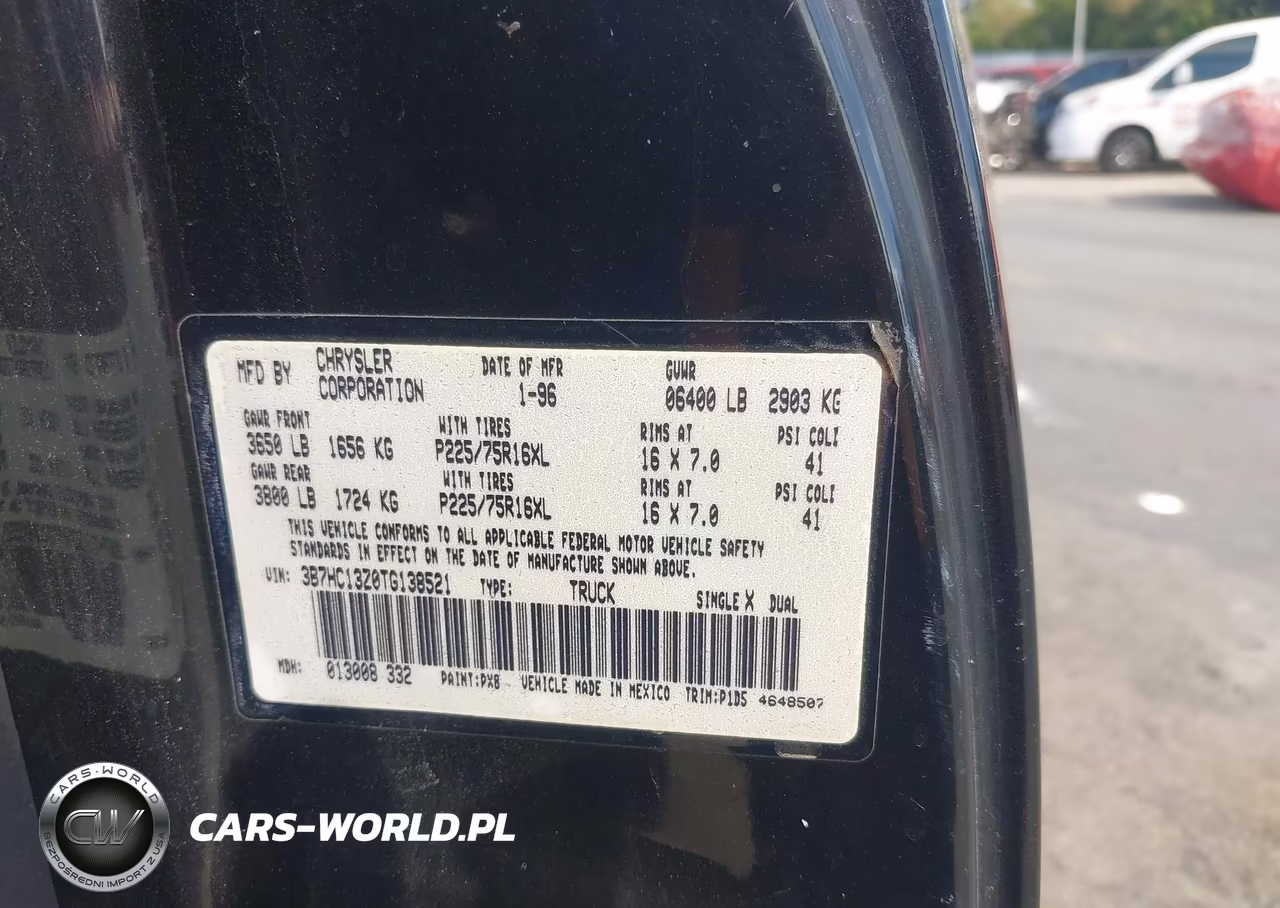 1996 Dodge Ram 1500 VIN:3B7HC13Z0TG138521 - 9