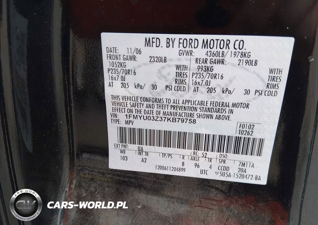 2007 Ford Escape Xlt VIN:1FMYU03Z37KB79758 - 9