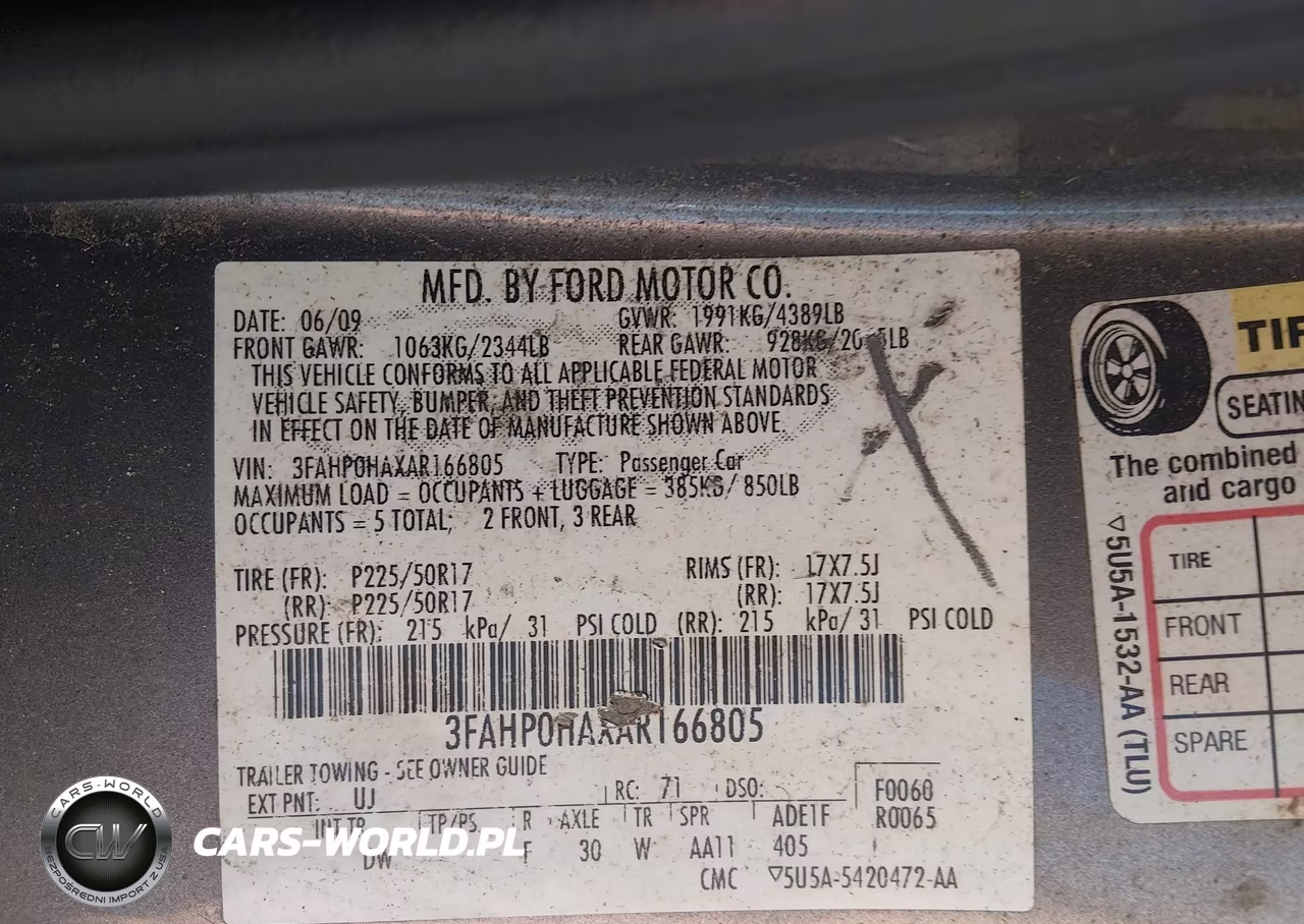 2010 Ford Fusion Se VIN:3FAHP0HAXAR166805 - 9
