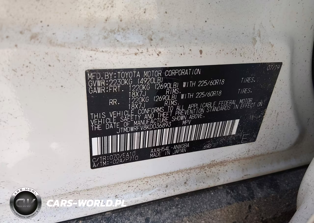 2019 Toyota Rav4 Hybrid Limited VIN:JTMDWRFV8KD036893 - 9
