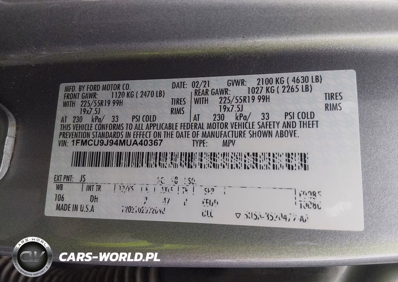 2021 Ford Escape Titanium VIN:1FMCU9J94MUA40367 - 8