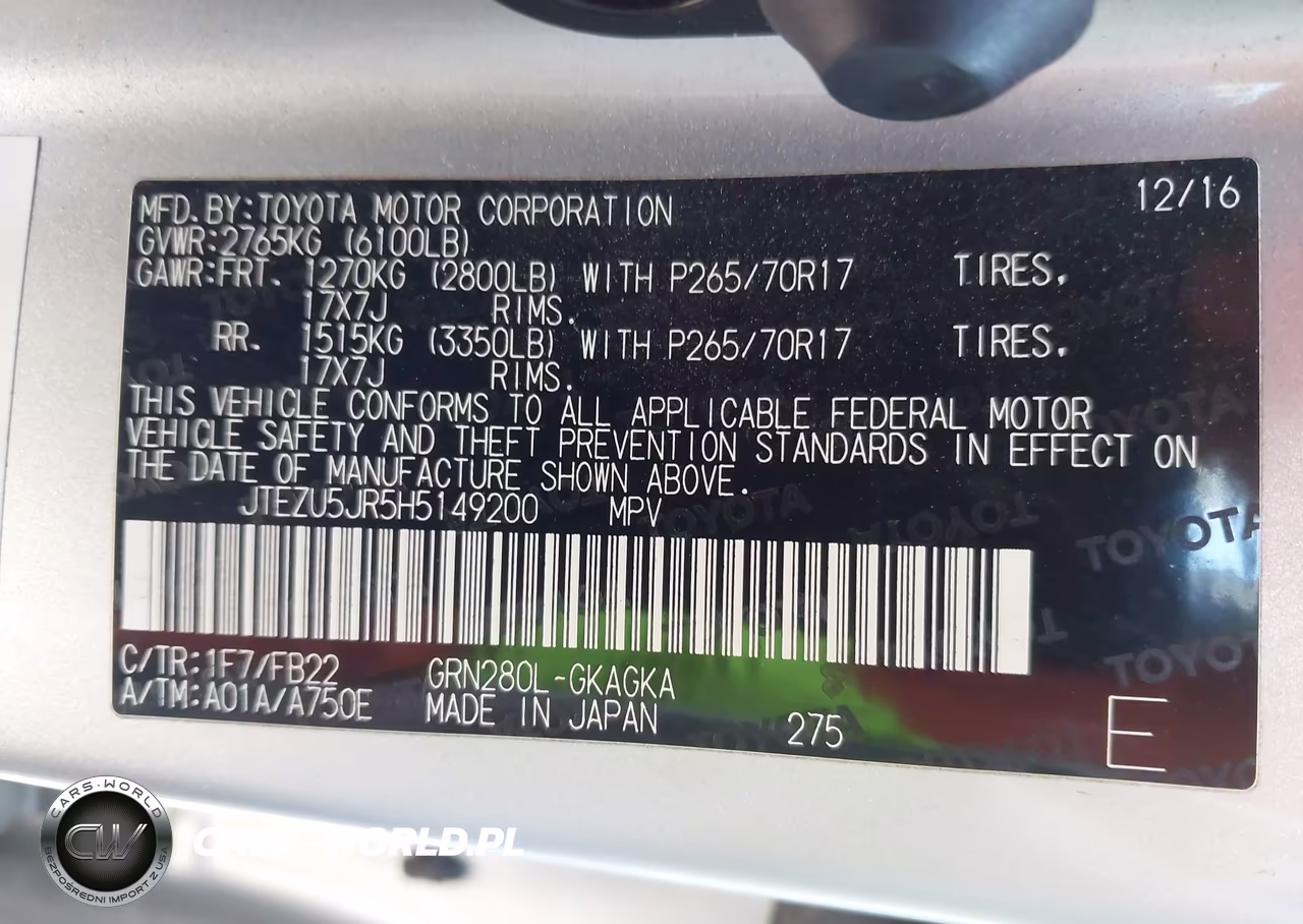 2017 Toyota 4Runner Sr5 VIN:JTEZU5JR5H5149200 - 9
