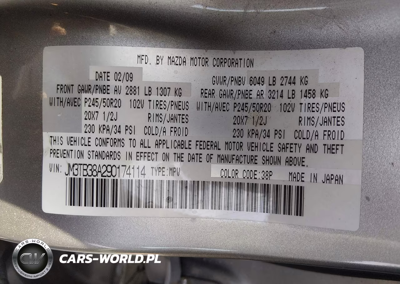 2009 Mazda Cx-9 Grand Touring VIN:JM3TB38A290174114 - 9