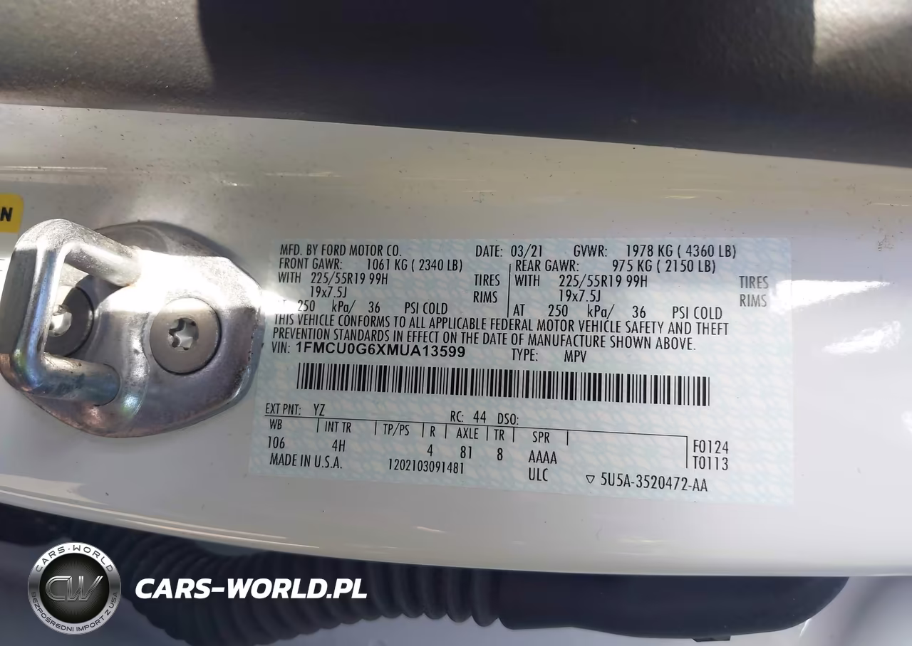 2021 Ford Escape Se VIN:1FMCU0G6XMUA13599 - 9