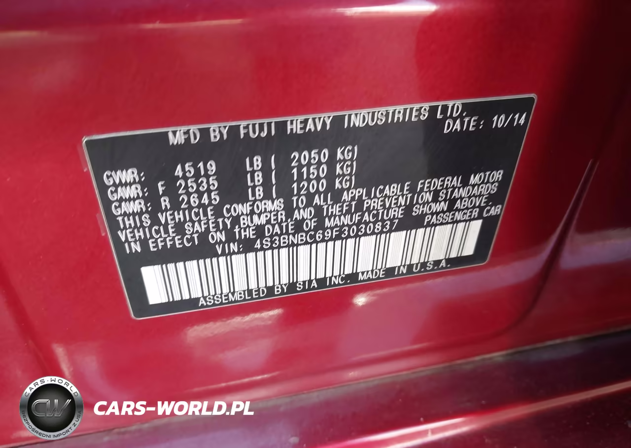 2015 Subaru Legacy 2.5I Premium VIN:4S3BNBC69F3030837 - 9