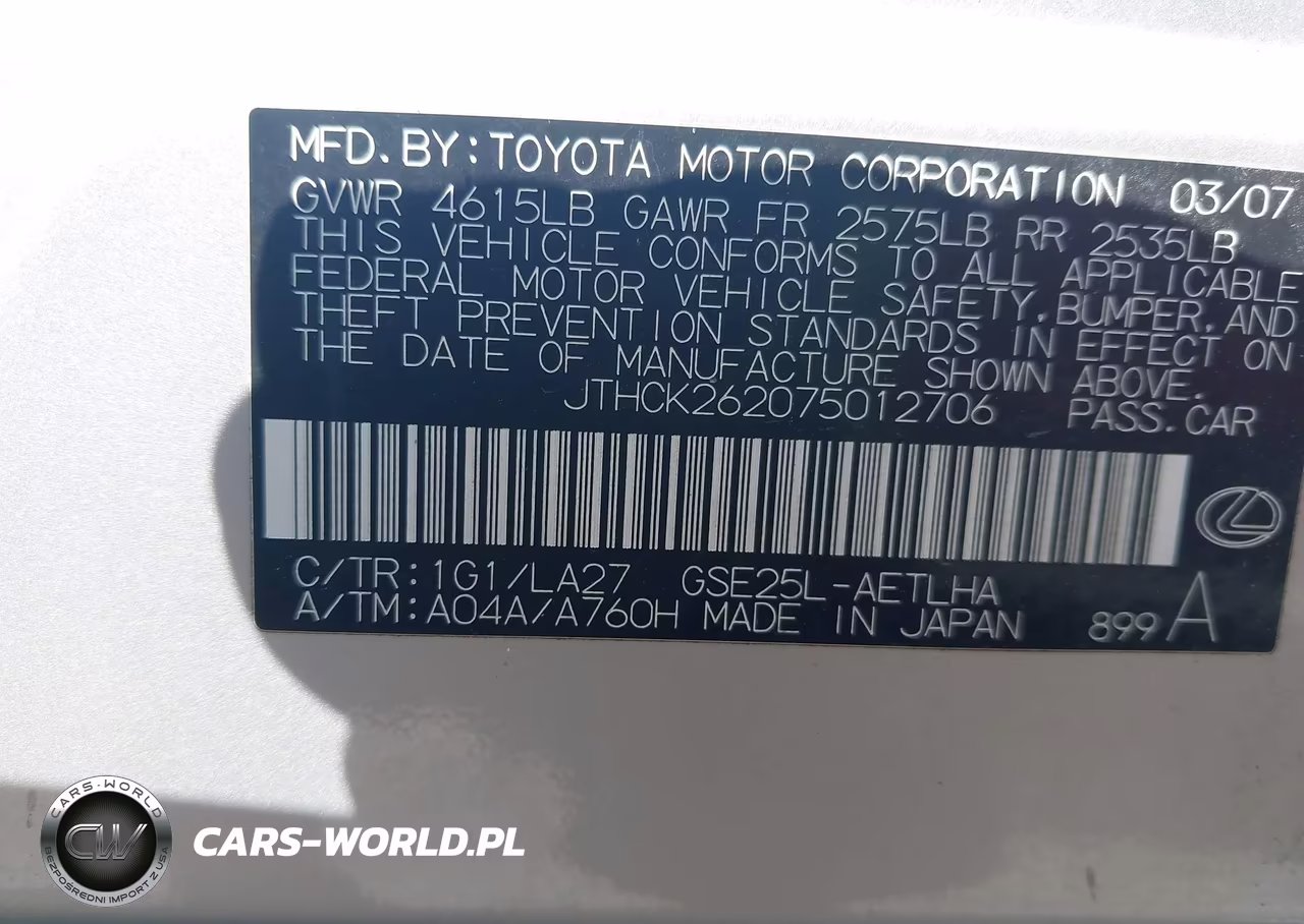 2007 Lexus Is 250 VIN:JTHCK262075012706 - 9