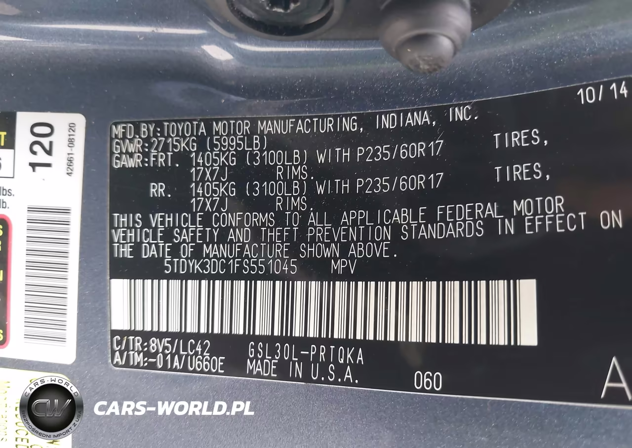 2015 Toyota Sienna Xle-Limited VIN:5TDYK3DC1FS551045 - 9