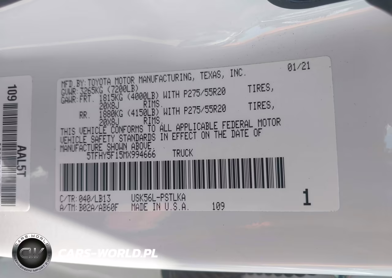 2021 Toyota Tundra Limited VIN:5TFHY5F15MX994666 - 9