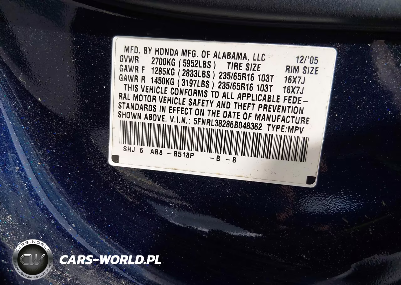 2006 Honda Odyssey Lx VIN:5FNRL38286B048362 - 9